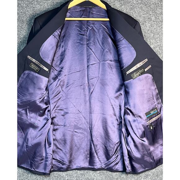 Jack Victor Blazer Suit Jacket Coat 3Sixty5 Two Button Wool Navy Blue Mens 48 L‎ - Picture 11 of 15